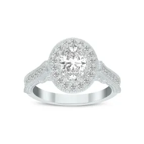 1 1/2 Carat Tw Oval Lab Grown Diamond Engagement Ring In 14K White Gold