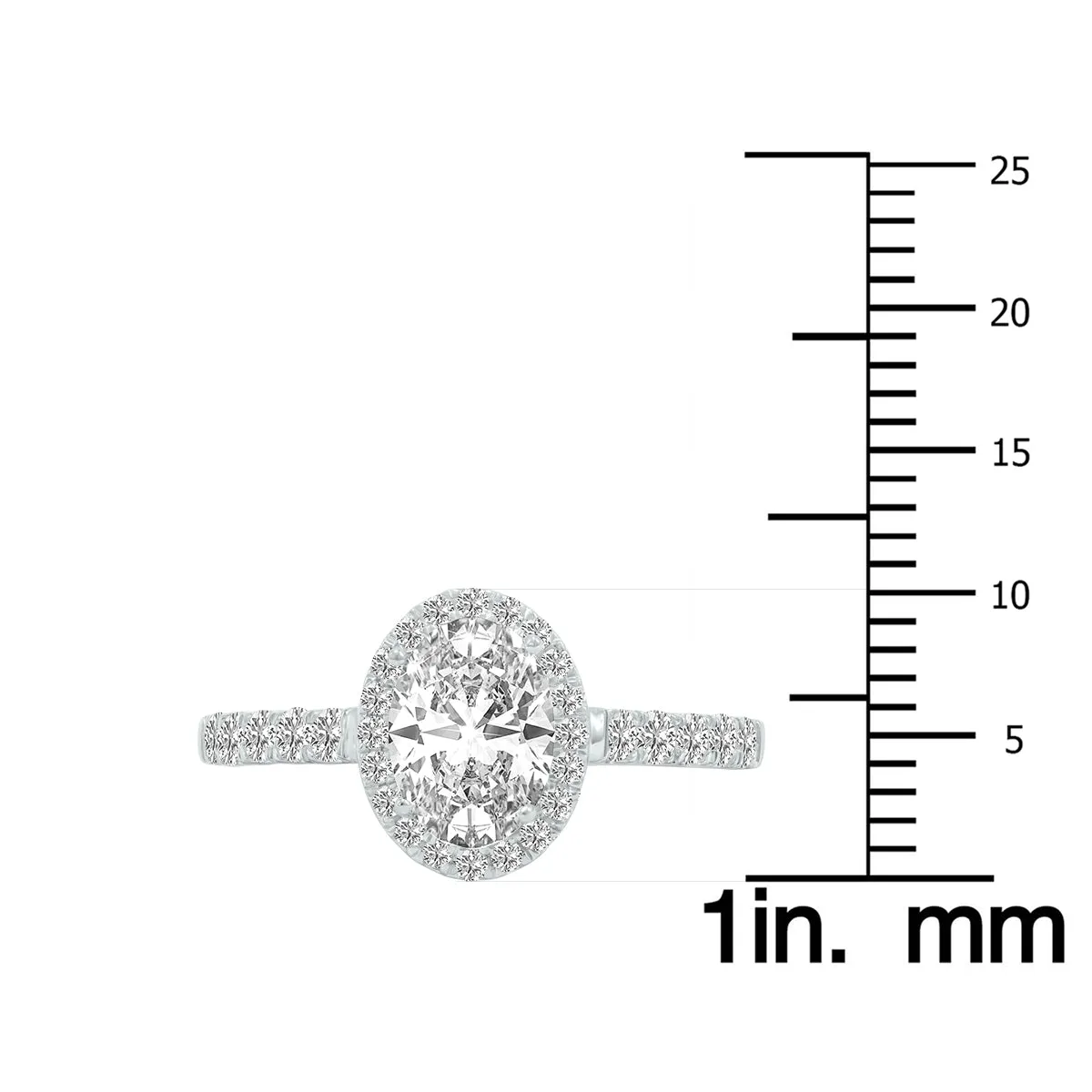 1 3/8 Carat Tw Oval Lab Grown Diamond Engagement Ring In 14K White Gold