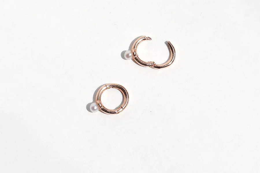 14K Real Solid Gold White Pink Birthstone Round Circle Ring Hoop Earring Piercing Jewelry