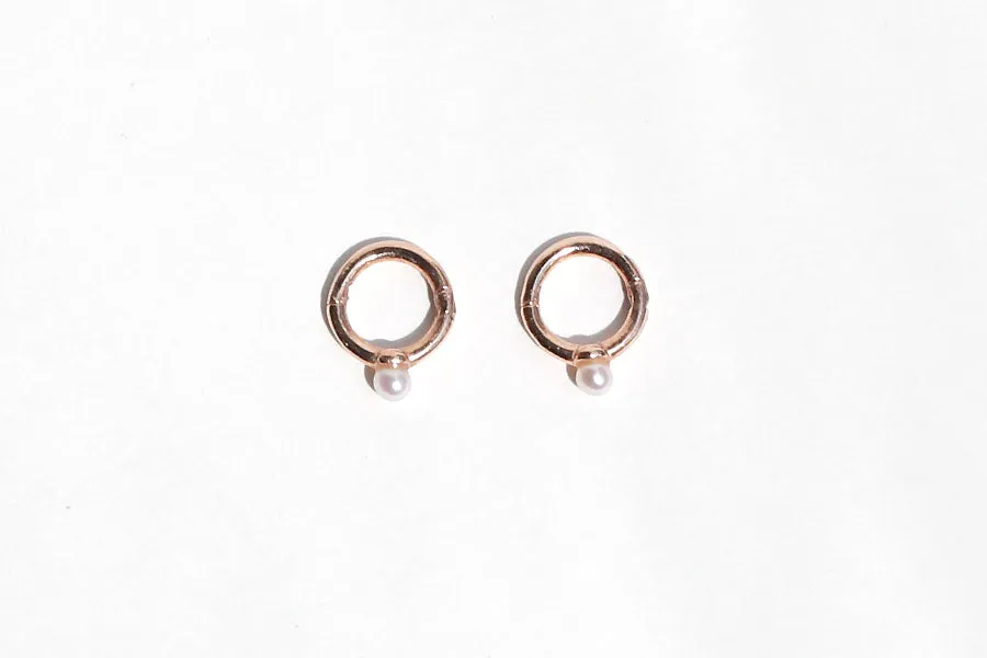 14K Real Solid Gold White Pink Birthstone Round Circle Ring Hoop Earring Piercing Jewelry