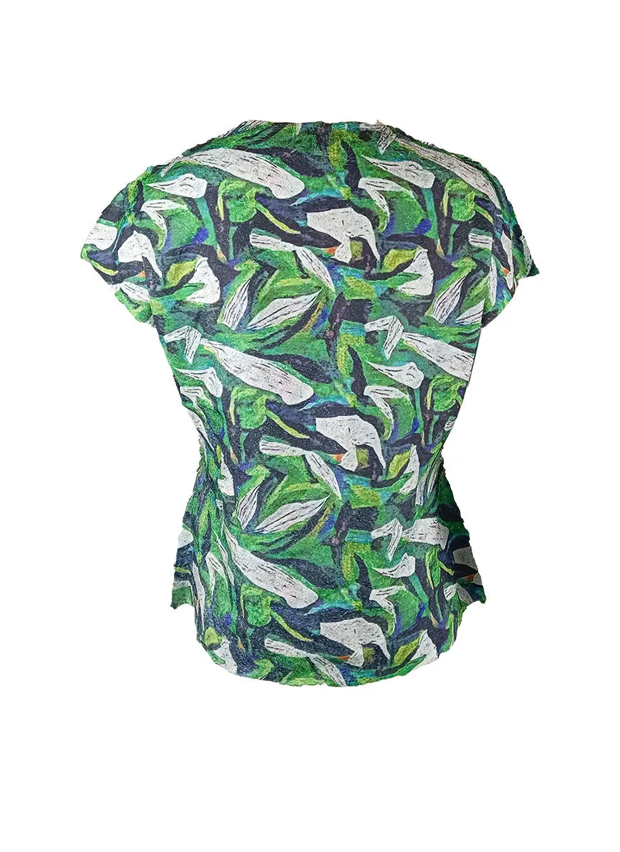 7240032 Printed Pleated Top *Green