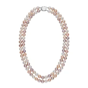 7.5-8.0 mm Double Strand AAA Multicolor Freshwater Pearl Necklace