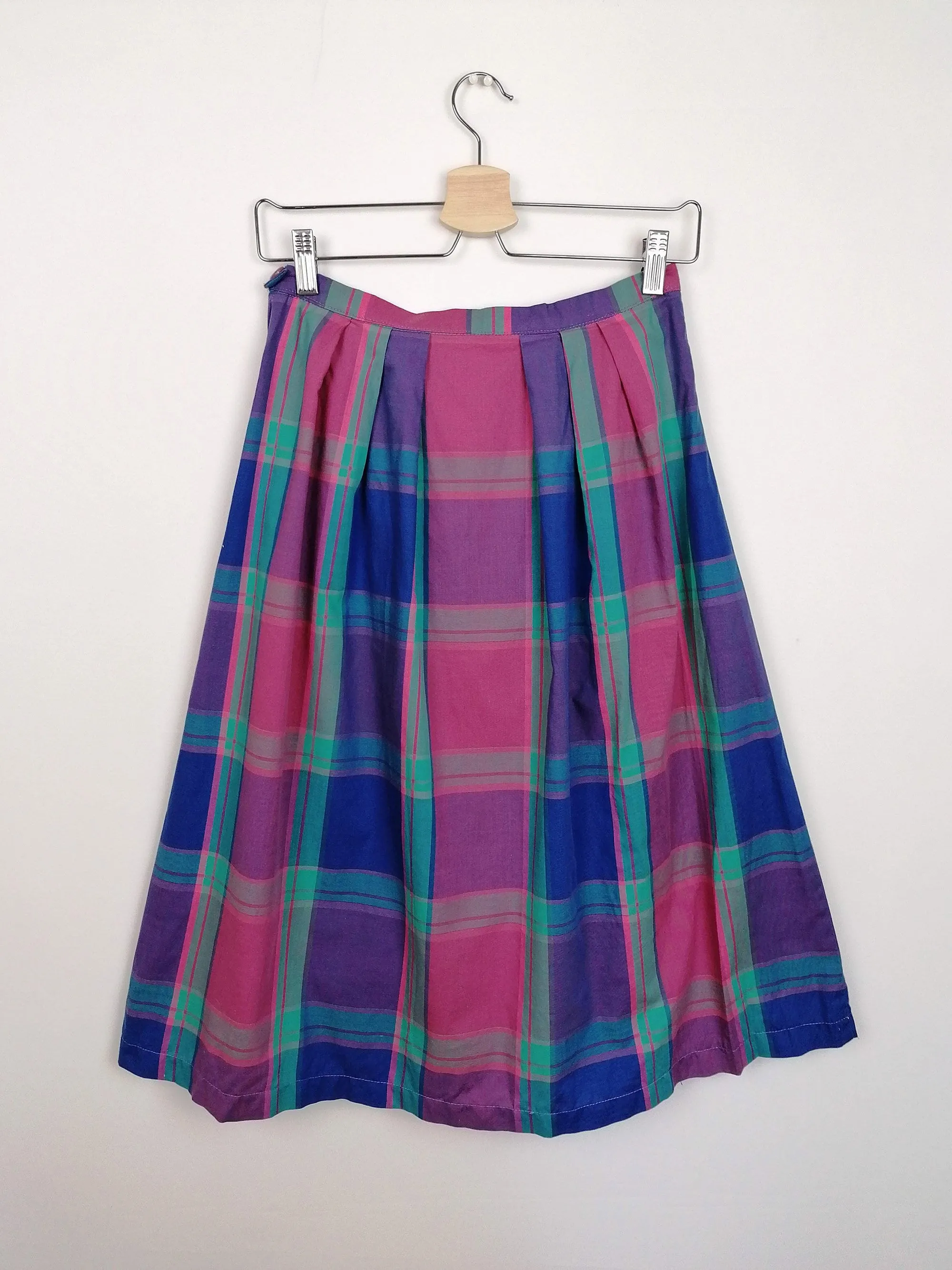 80's Plaid Skirt High Waist - size S-M