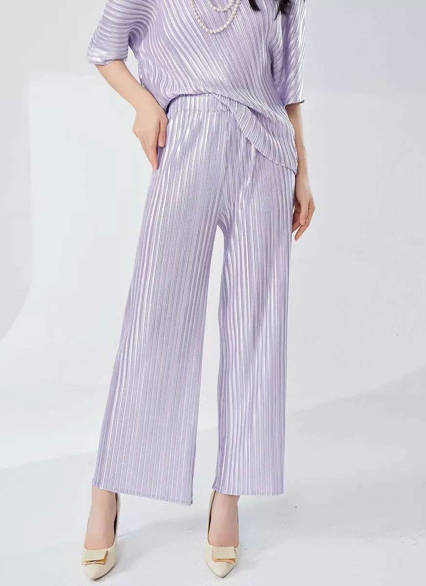 9240008 Pleated Top & Pants Set *Purple