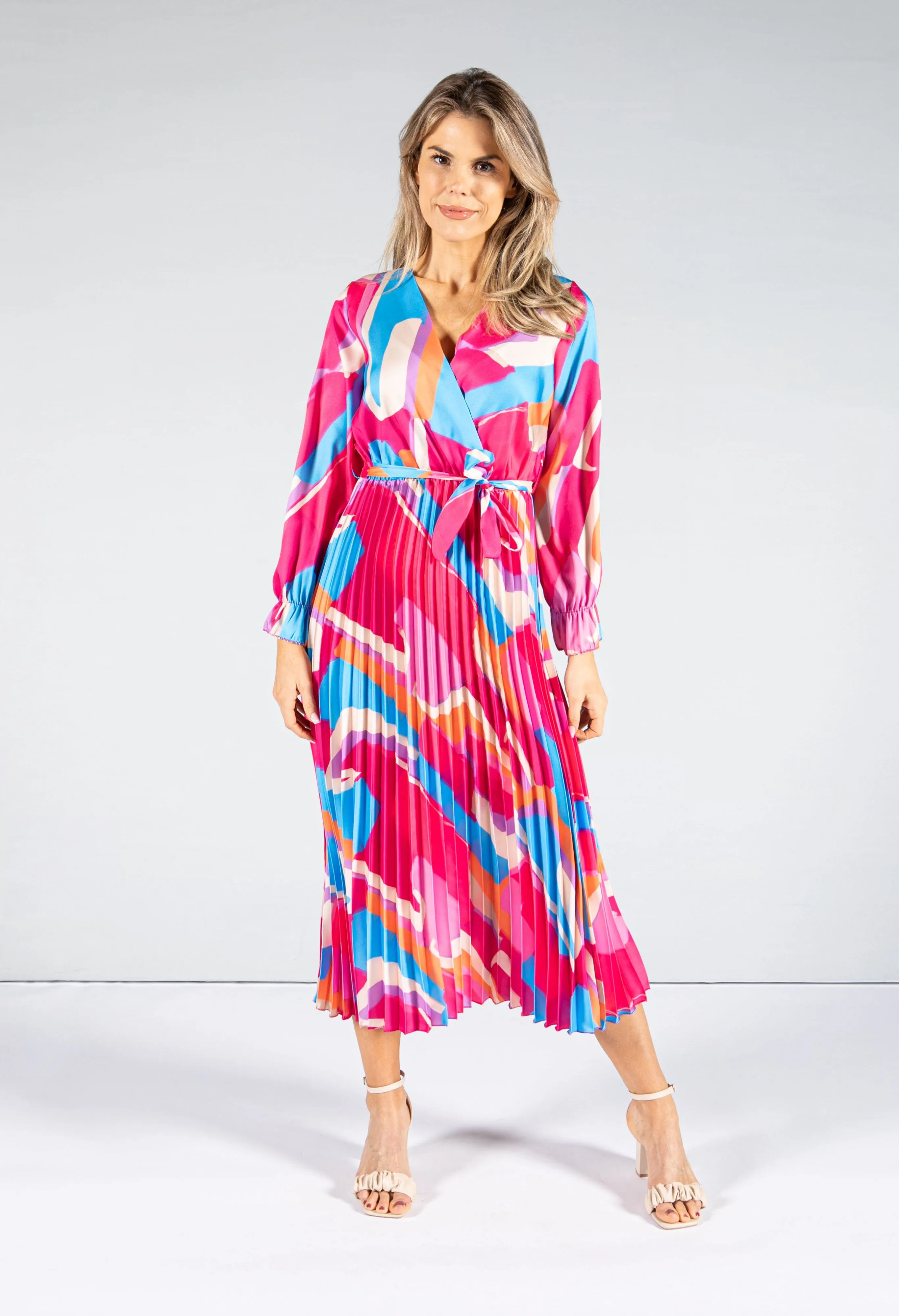 Abstract Pattern Pleat Dress