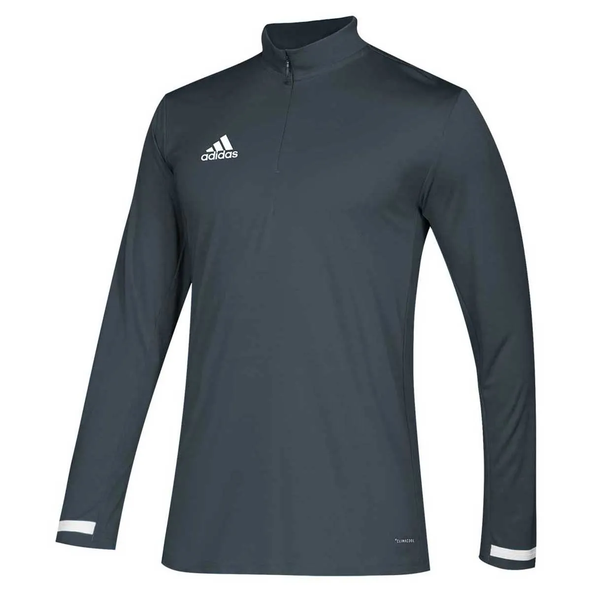 adidas Men's Grey/White Team 19 Long Sleeve Quarter Zip