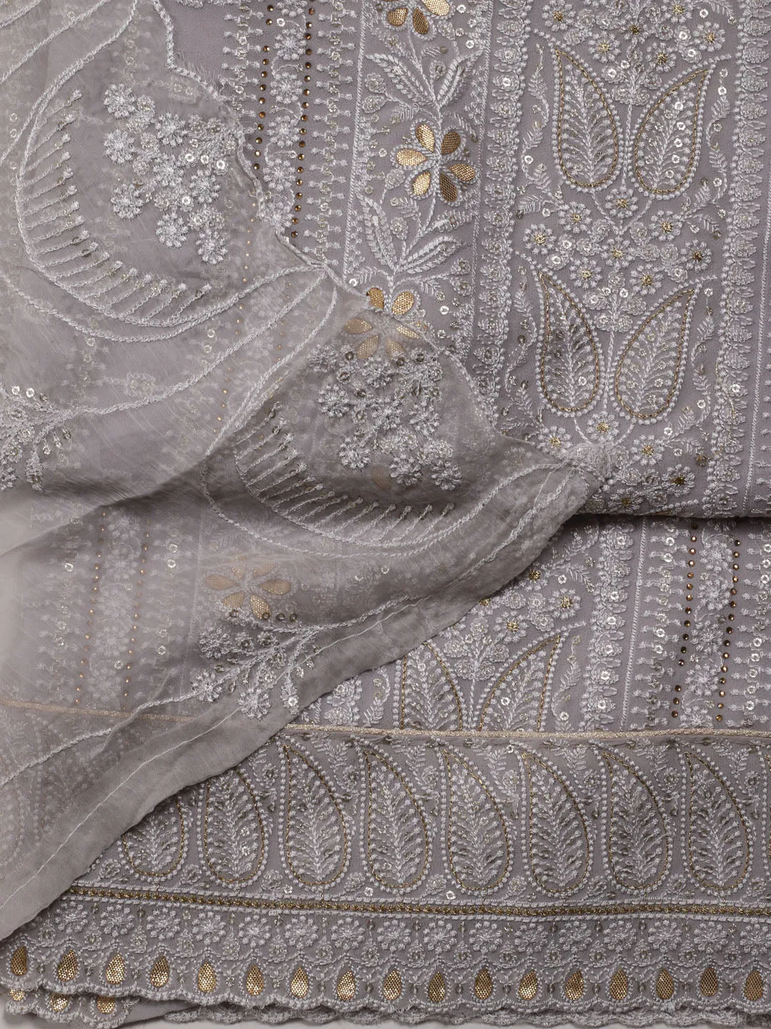 All Over Embroidery Georgette Unstitched Suit Piece With Dupatta