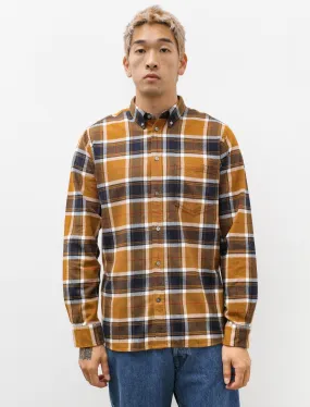 Anton Organic Flannel Check Shirt Cumin Yellow