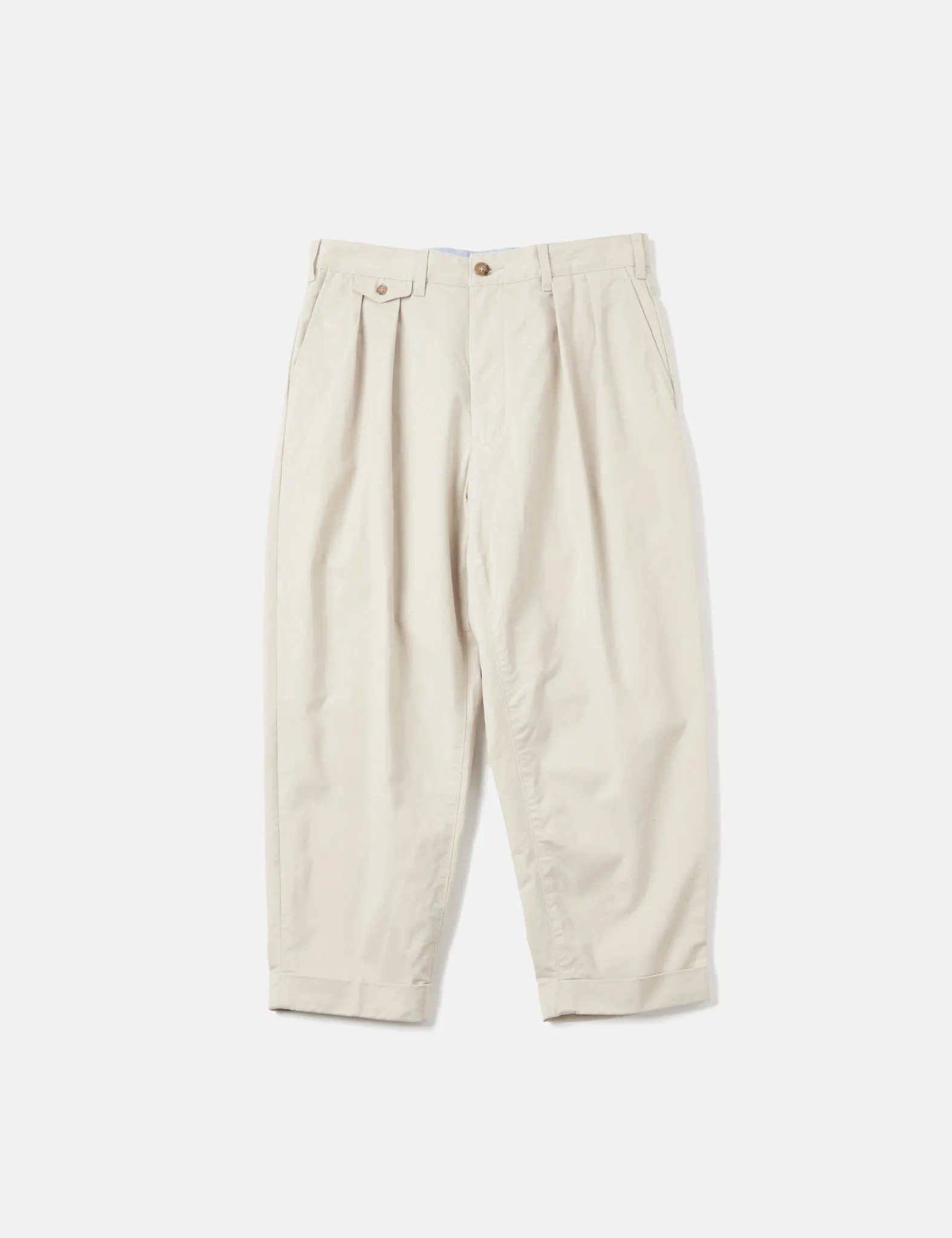 Beams Plus 2 Pleat Twill Trousers - Cement Grey