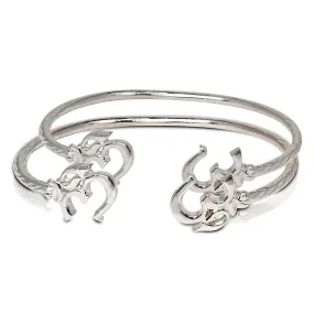 Better Jewelry Solid .925 Sterling Silver Om Symbol Bangles, 1 pair