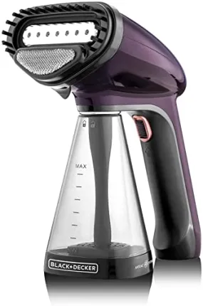 Black   Decker Handheld Portable Garment Steamer 1500 Watts with Anti Calc (Violet)