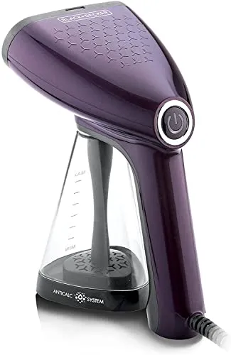 Black   Decker Handheld Portable Garment Steamer 1500 Watts with Anti Calc (Violet)