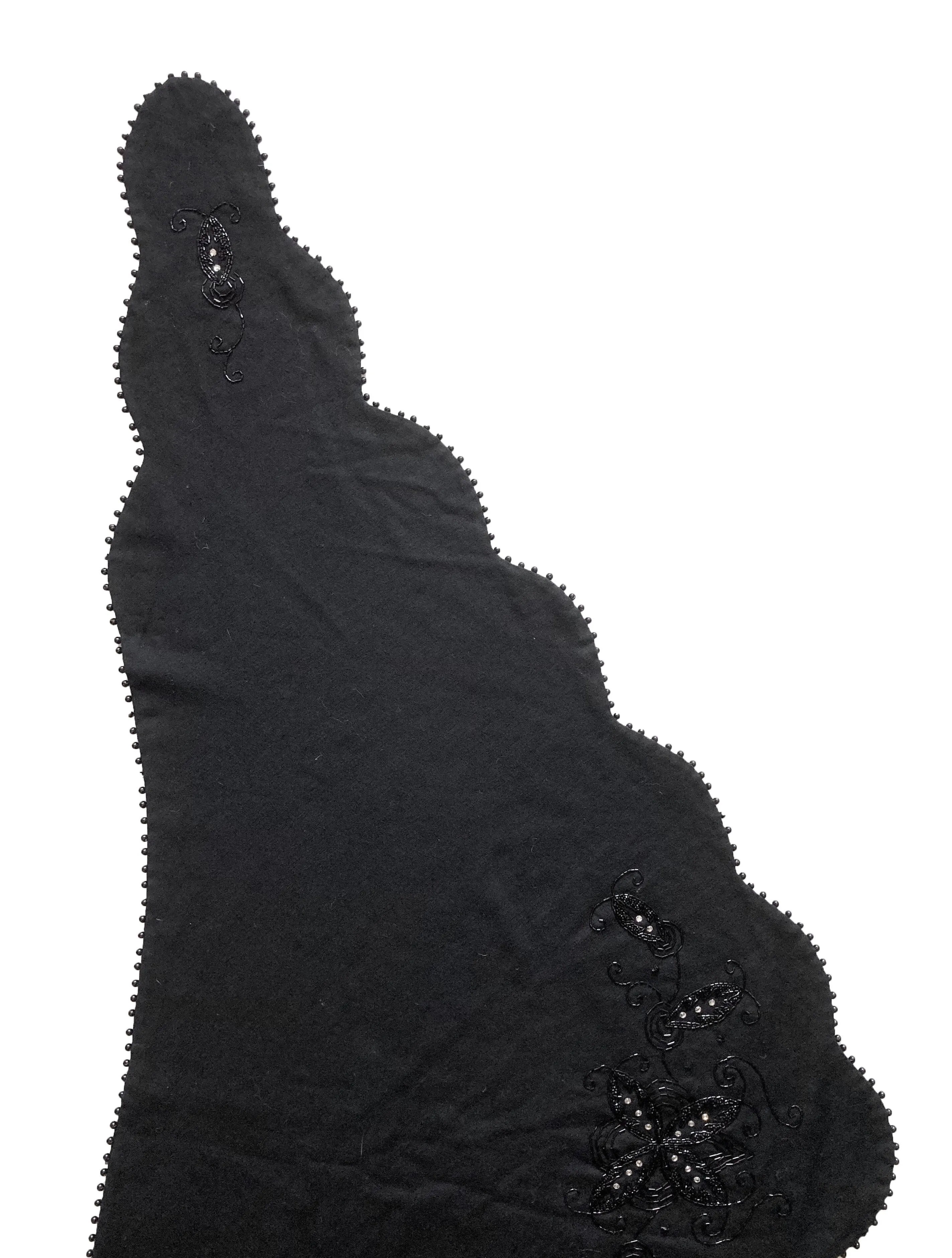 Black Scallop Edge Beaded Shawl