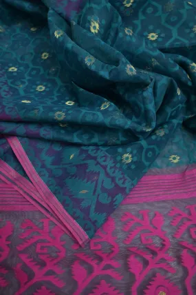 Blue and Green Combination Jamdani Saree