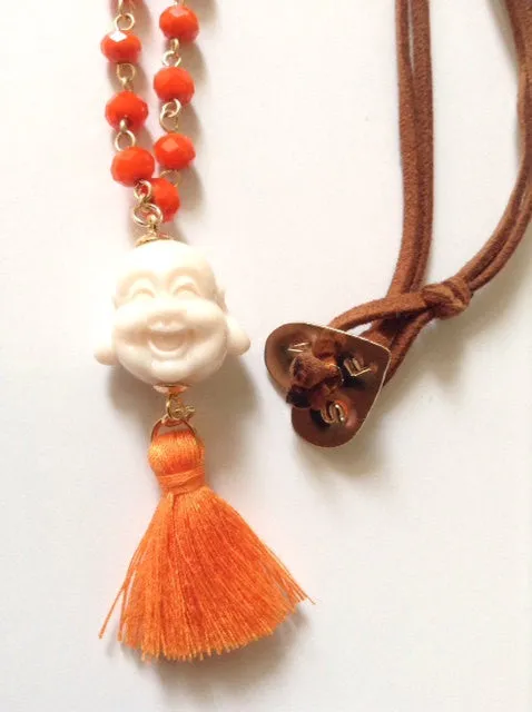 Bohemian Tassel Necklace - Buddha Jewelry - Boho beaded long necklace