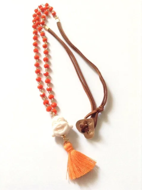 Bohemian Tassel Necklace - Buddha Jewelry - Boho beaded long necklace