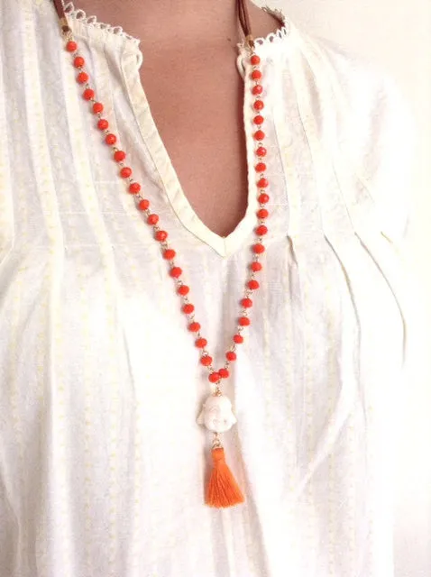 Bohemian Tassel Necklace - Buddha Jewelry - Boho beaded long necklace