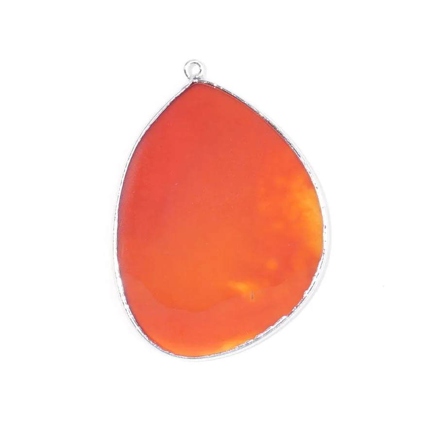 Carnelian 27x34mm Slice Silver Plated - Pendant