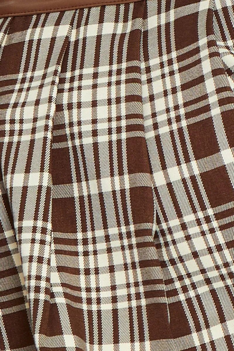 Check Faux Leather Check Skirt