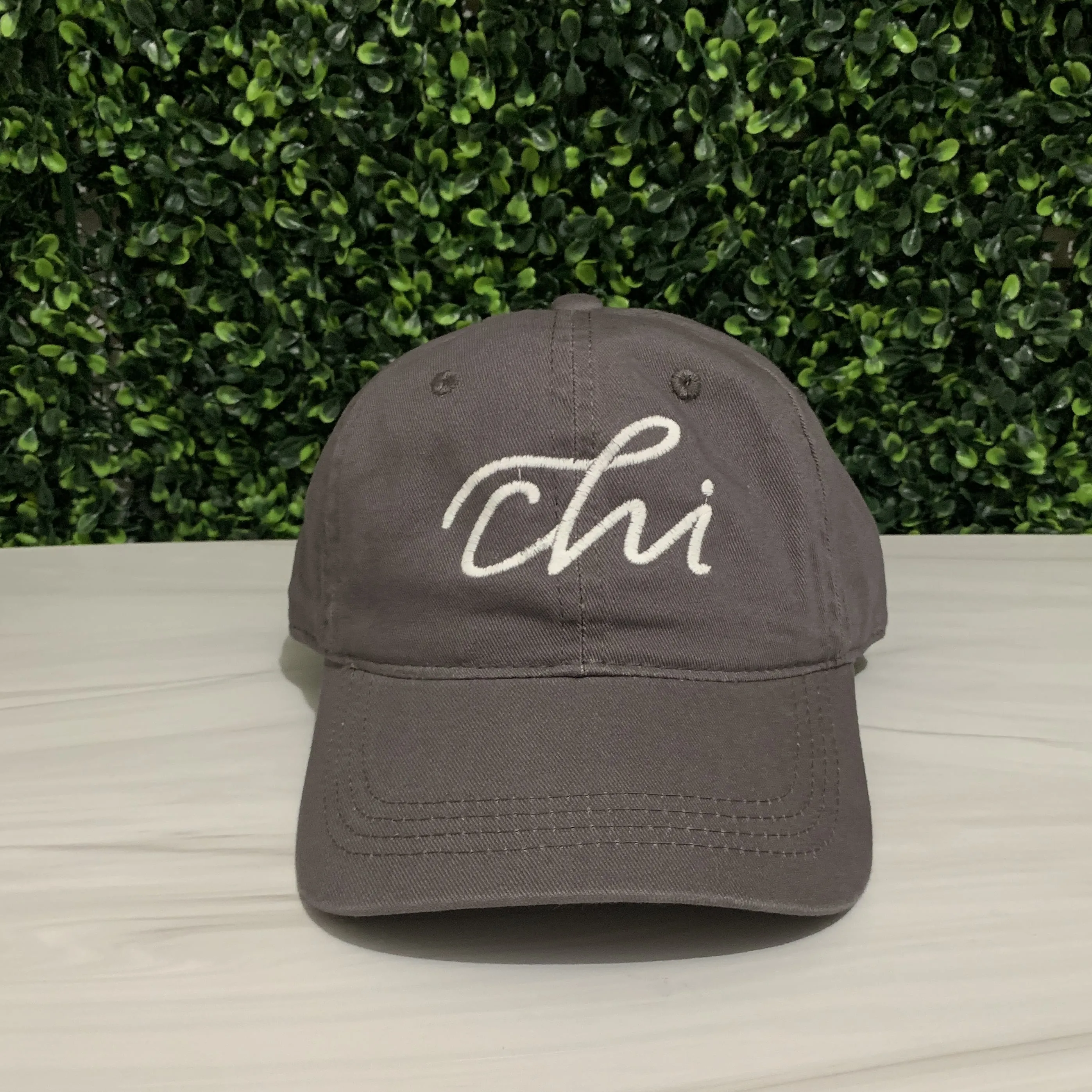 Chi Embroidered Baseball Cap in Gray