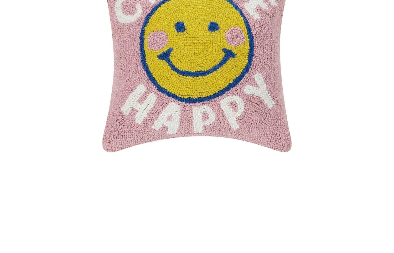 'choose Happy' Hook Pillow In Pink