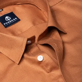 Copper Color Dobby Cotton Shirt For Men