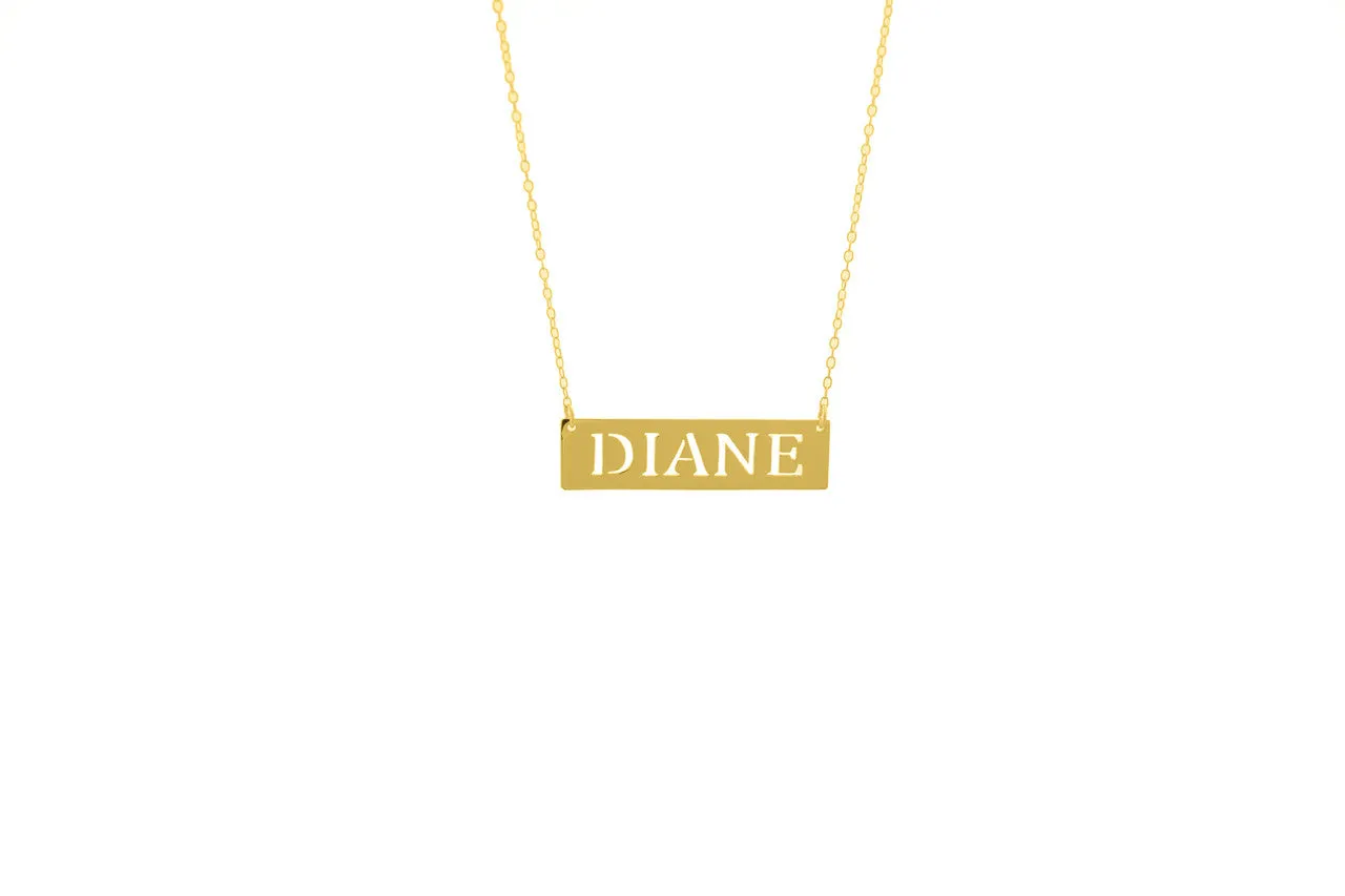 Cutout Name Bar Necklace