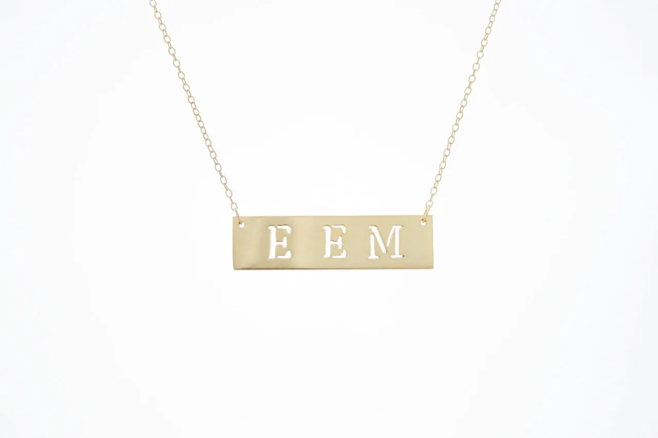 Cutout Name Bar Necklace