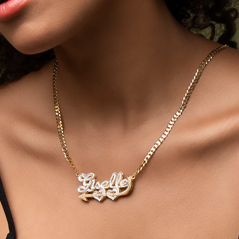 Double Plated Cupid's Love Name Necklace