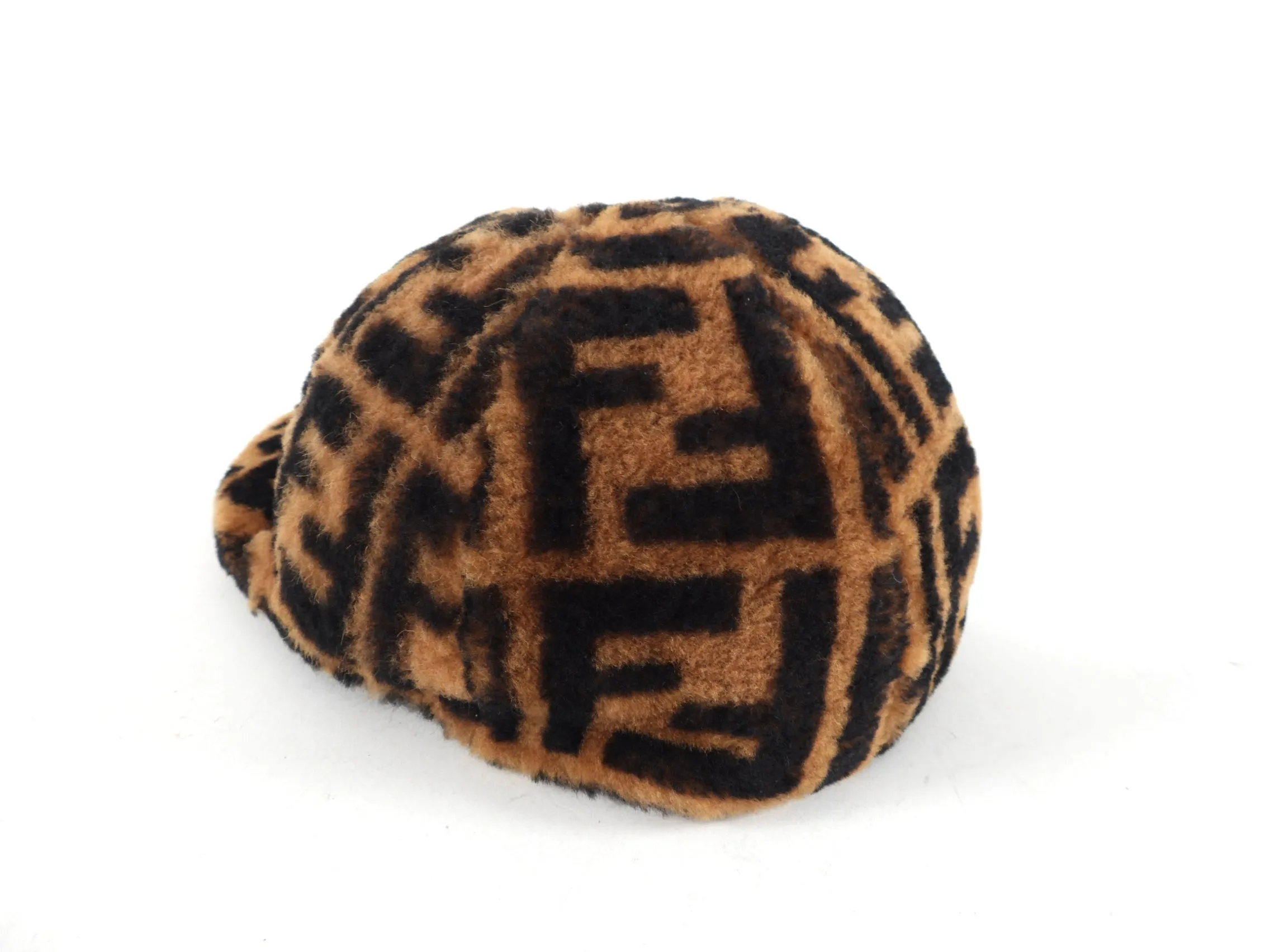 Fendi Shearling Zucca Logo Hat