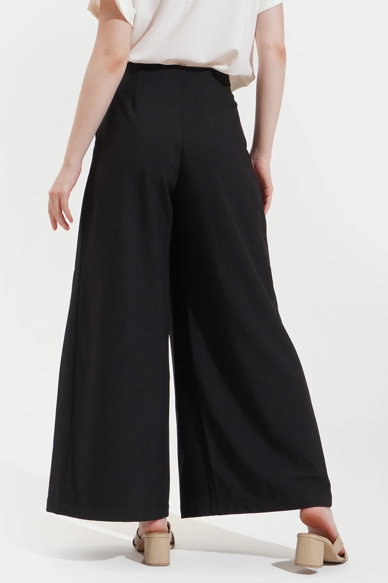 Full Length Pleated Wide Leg Trousers