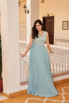 Georgette Embroidered Buti Gown Dress