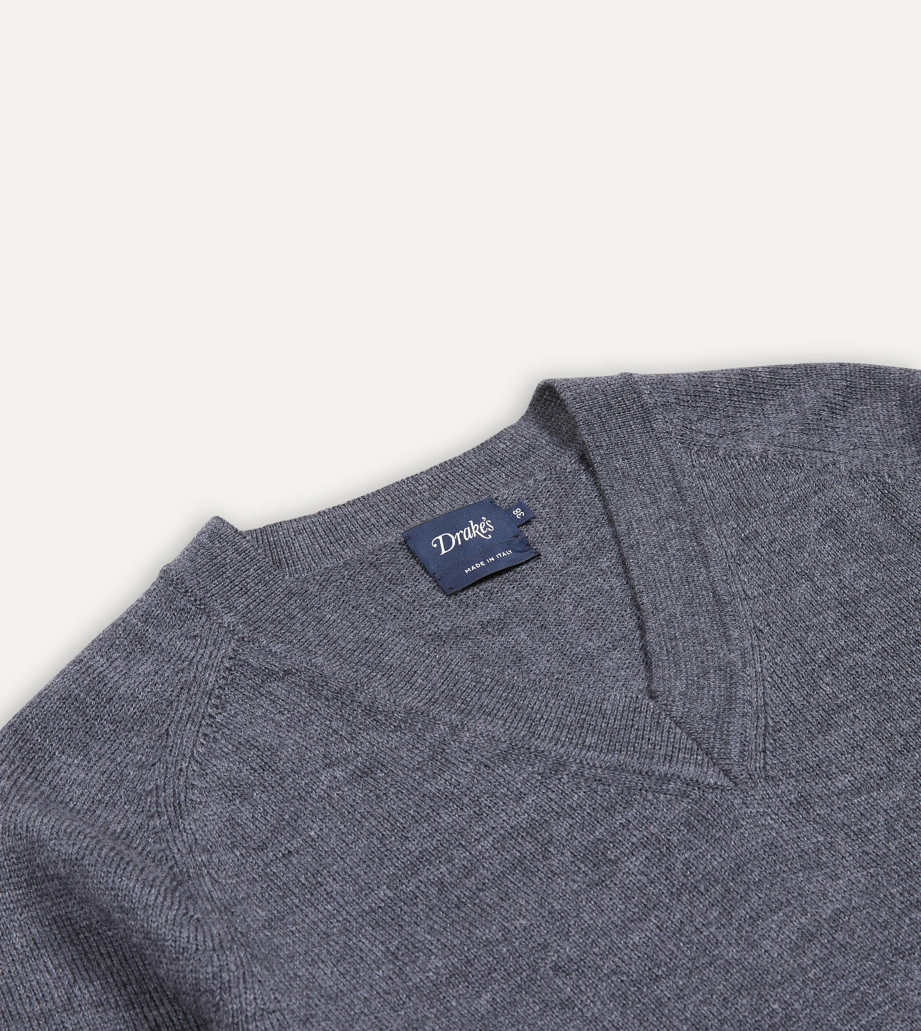 Grey Merino Wool V Neck Jumper