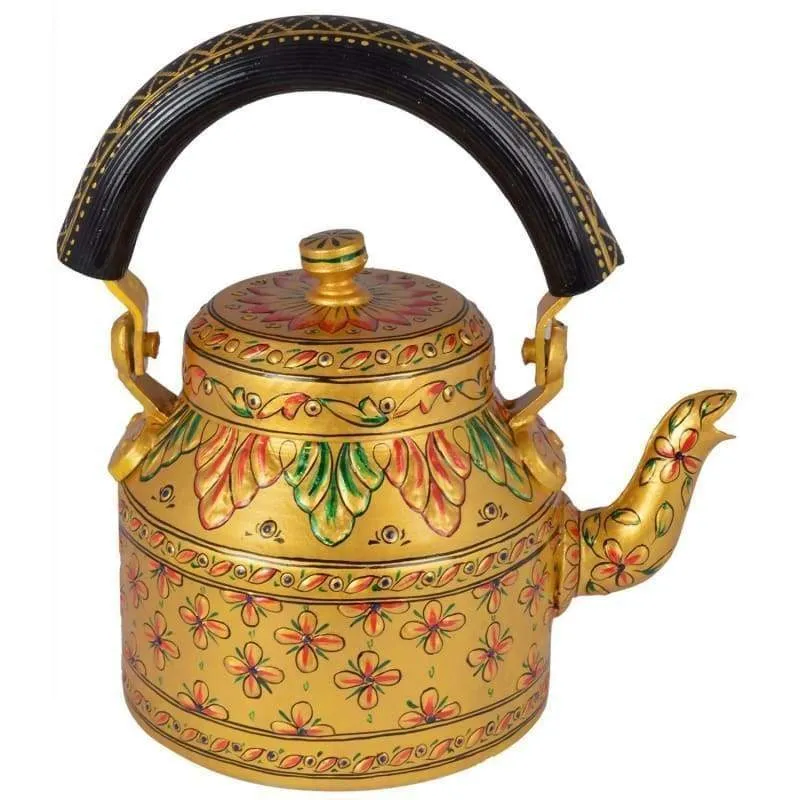 Hand-painted Stunning Kaushalam Teapot: Golden Glow