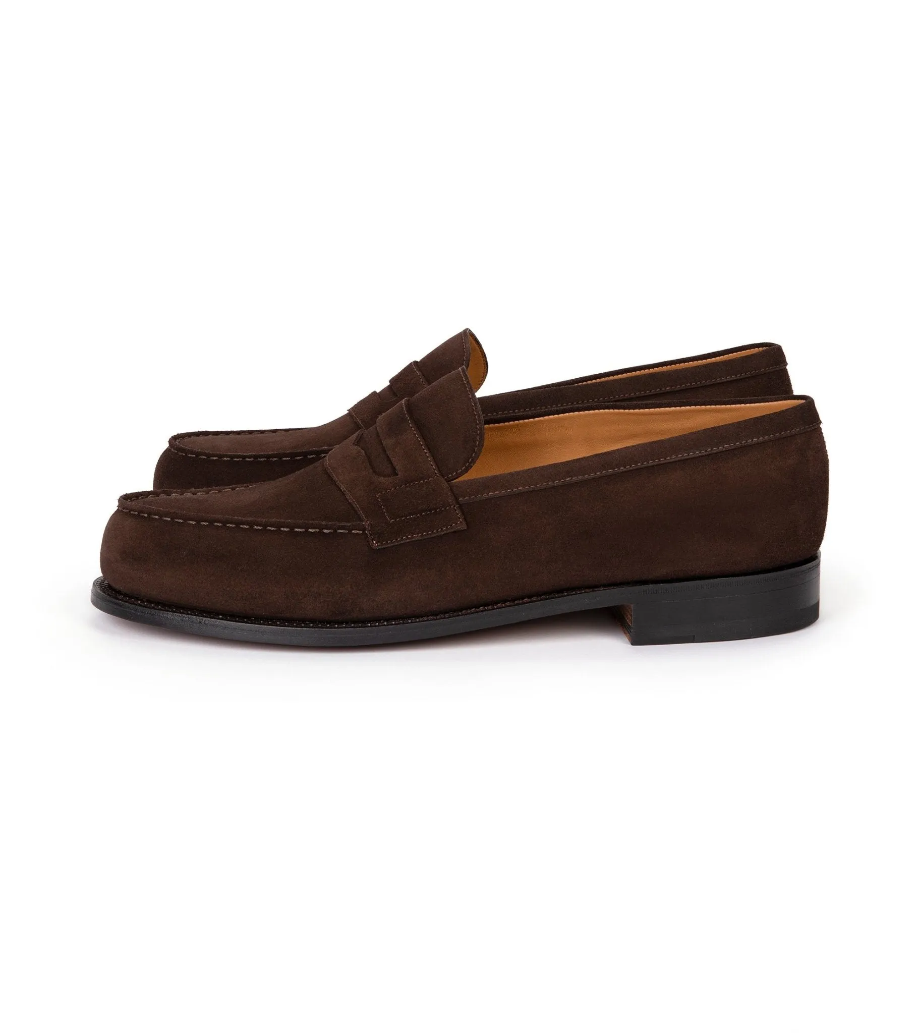 J.M. Weston Calfskin Suede 180 Loafer: Brown