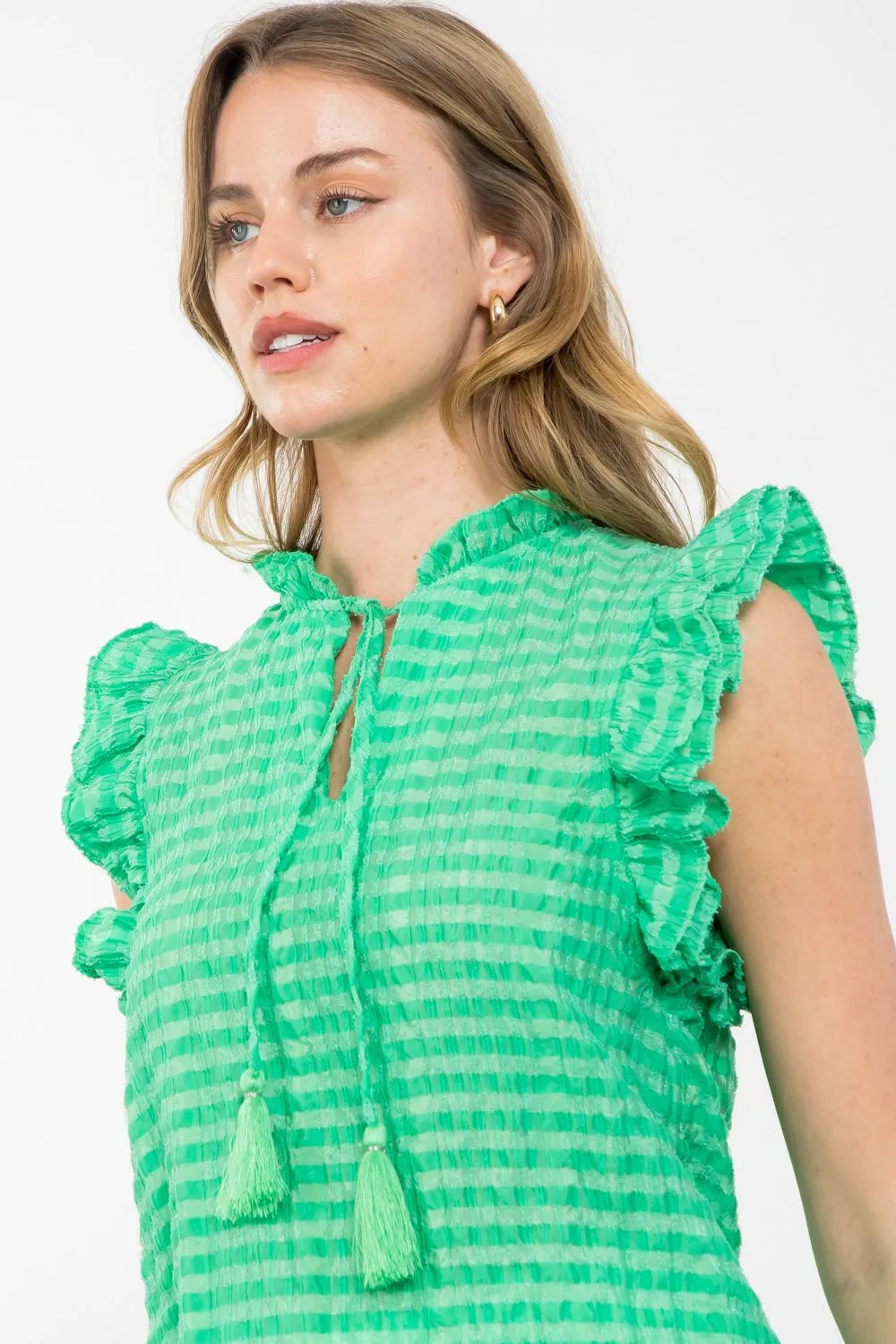 Joanne Tassel Tie Textured THML Top