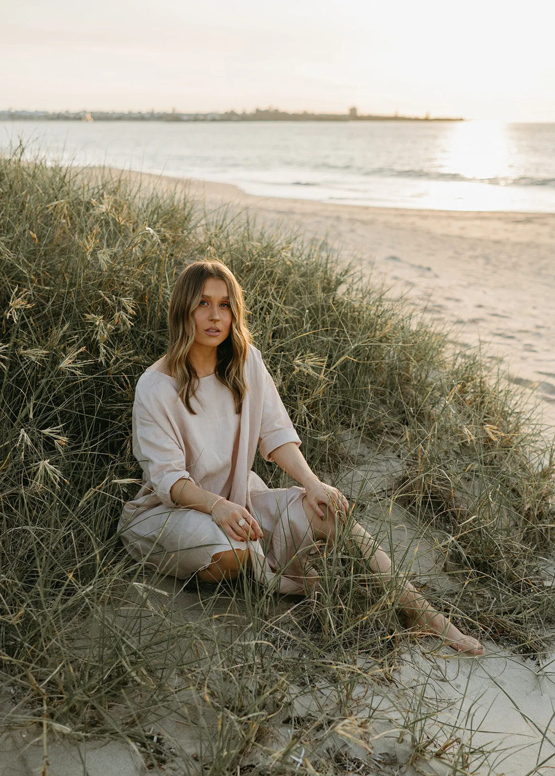 Joselin Linen Dress in Dust Storm