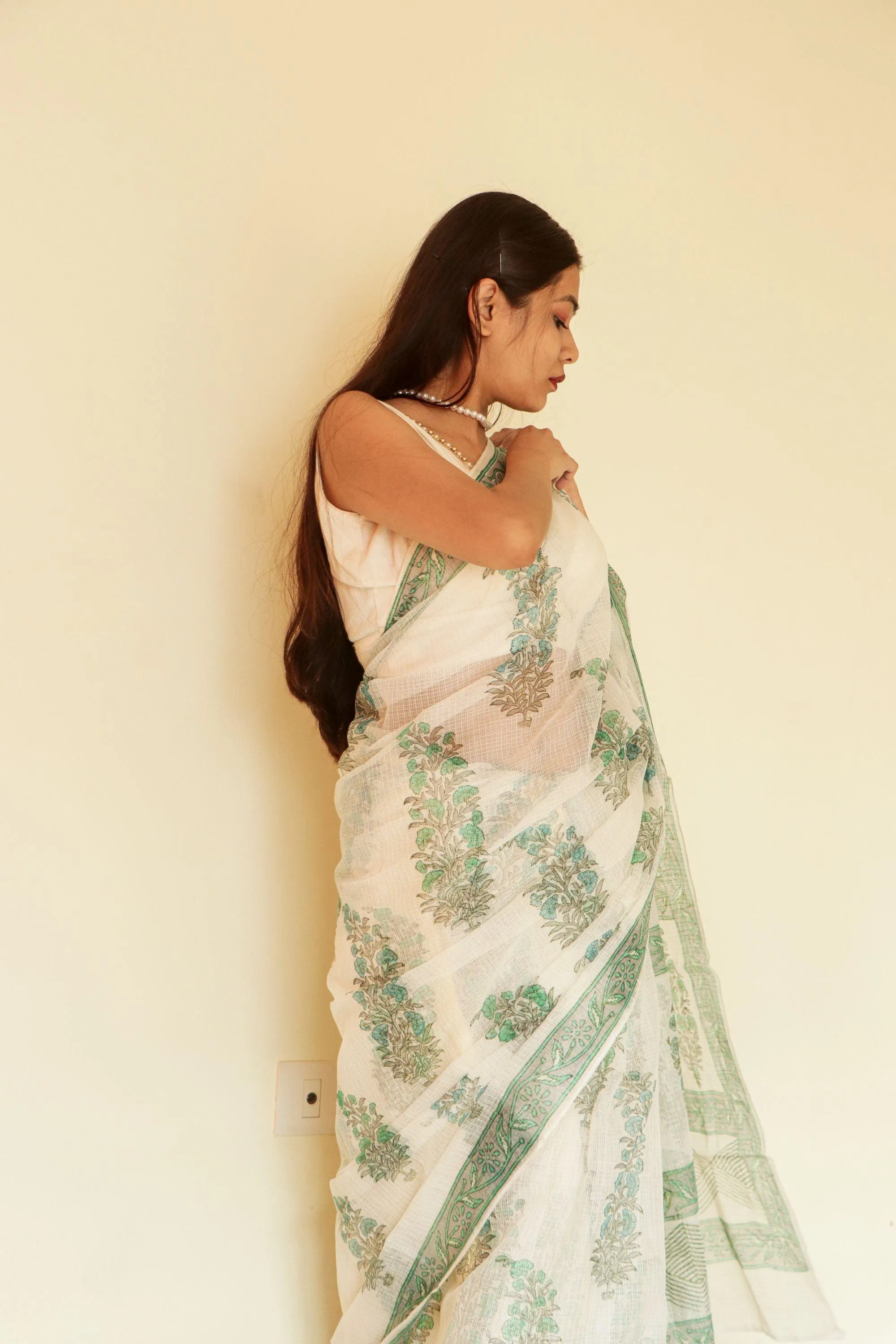 Kaisori Gulmohar Bagh Kota blockprinted saree