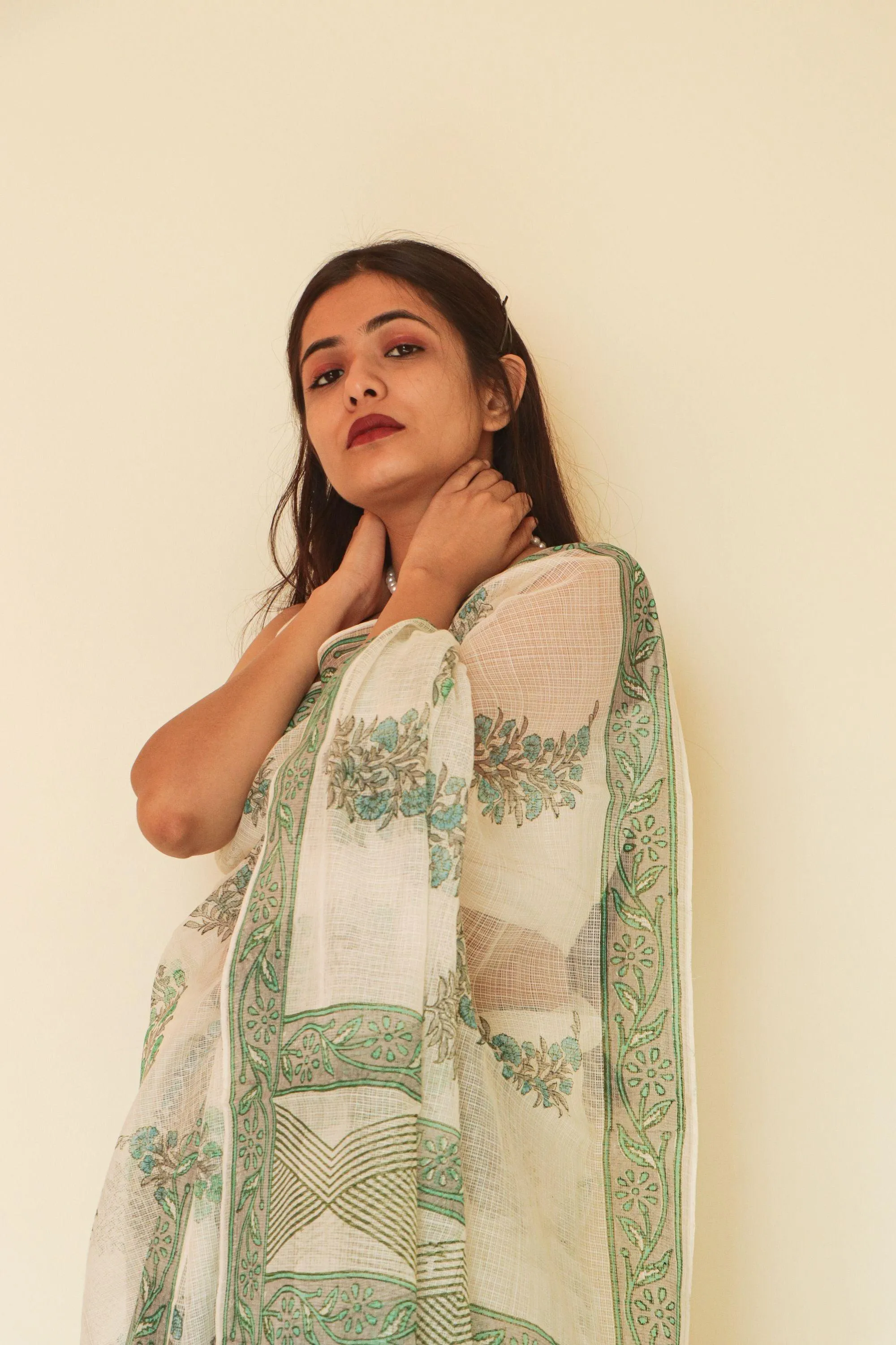 Kaisori Gulmohar Bagh Kota blockprinted saree