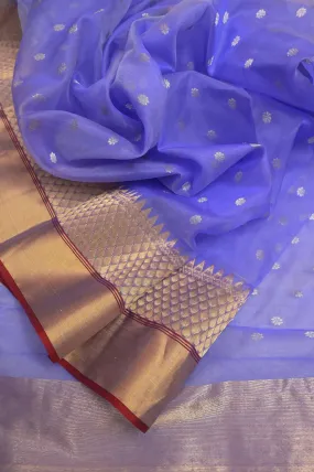 Lavender Color Chanderi Banarasi Saree with Silver Buti Work