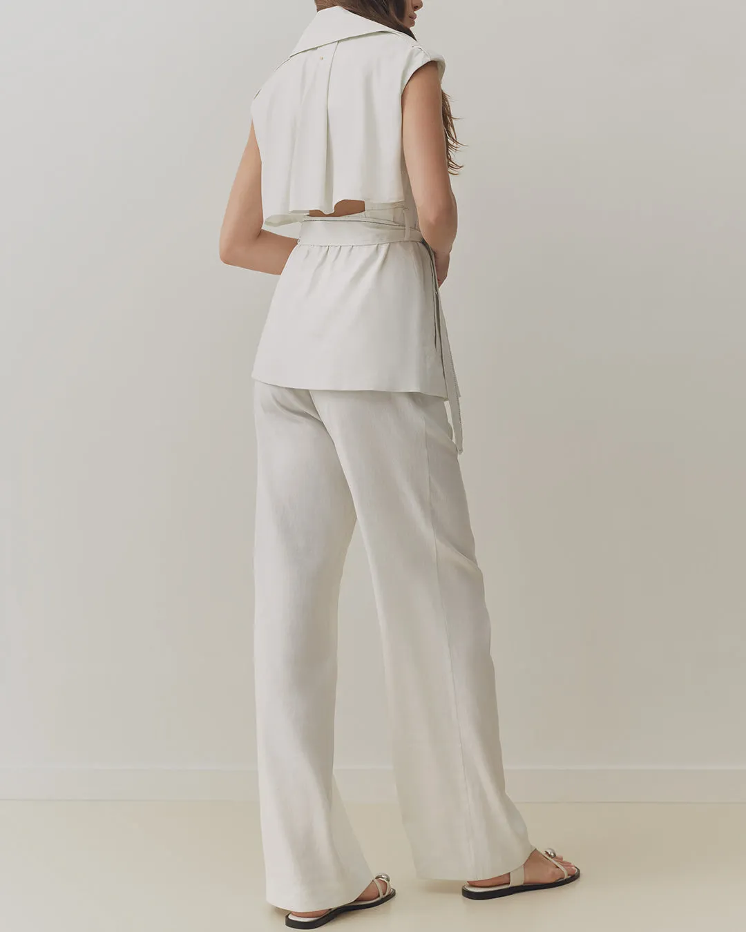 Linen Pleated Wide-Leg Pant