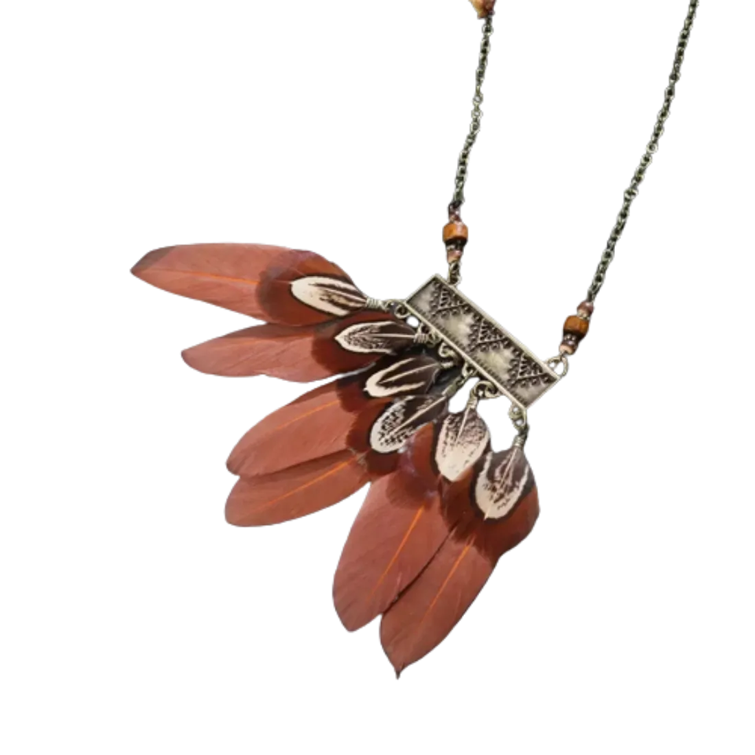 Long Chain Feather Pendant Vintage Necklace