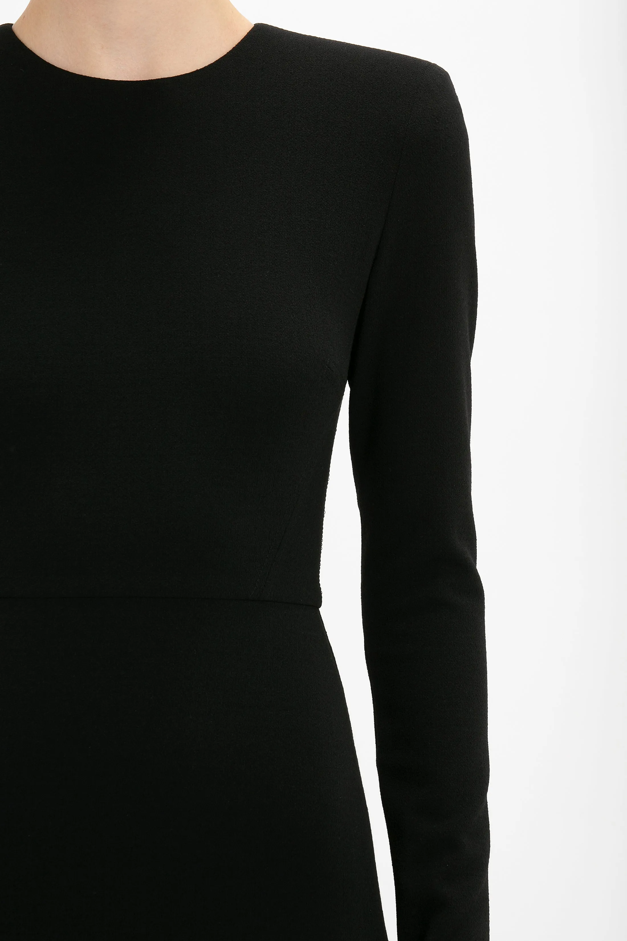 Long Sleeve T-Shirt Fitted Dress In Black