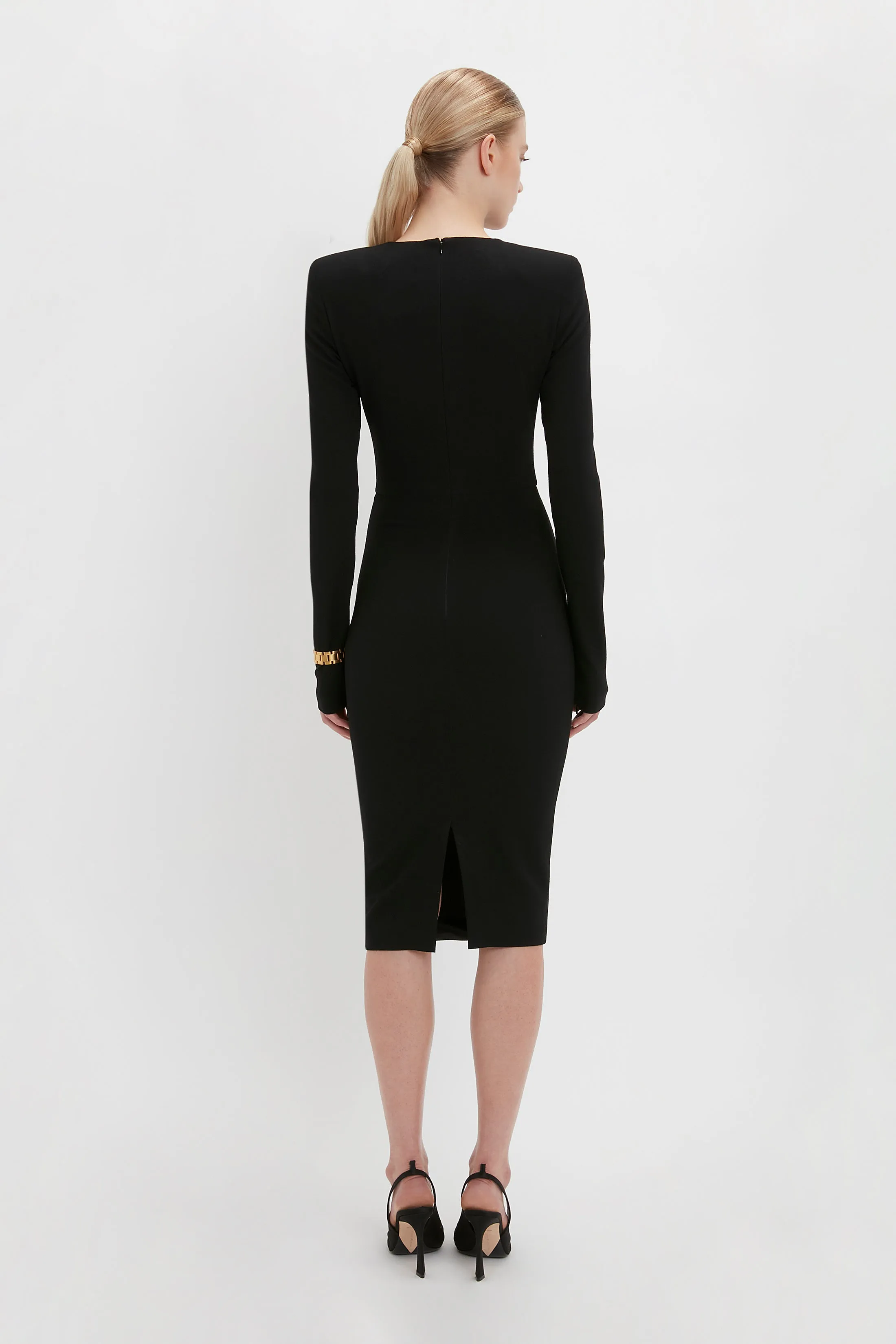 Long Sleeve T-Shirt Fitted Dress In Black