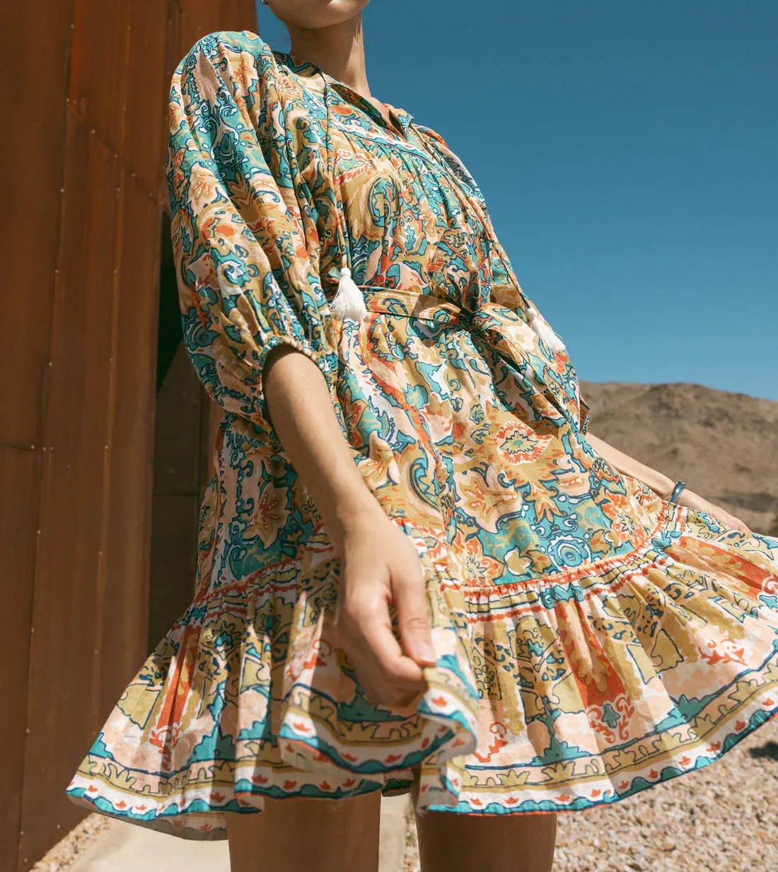 Magdalena Mini Dress in las palmas print by Cleobella