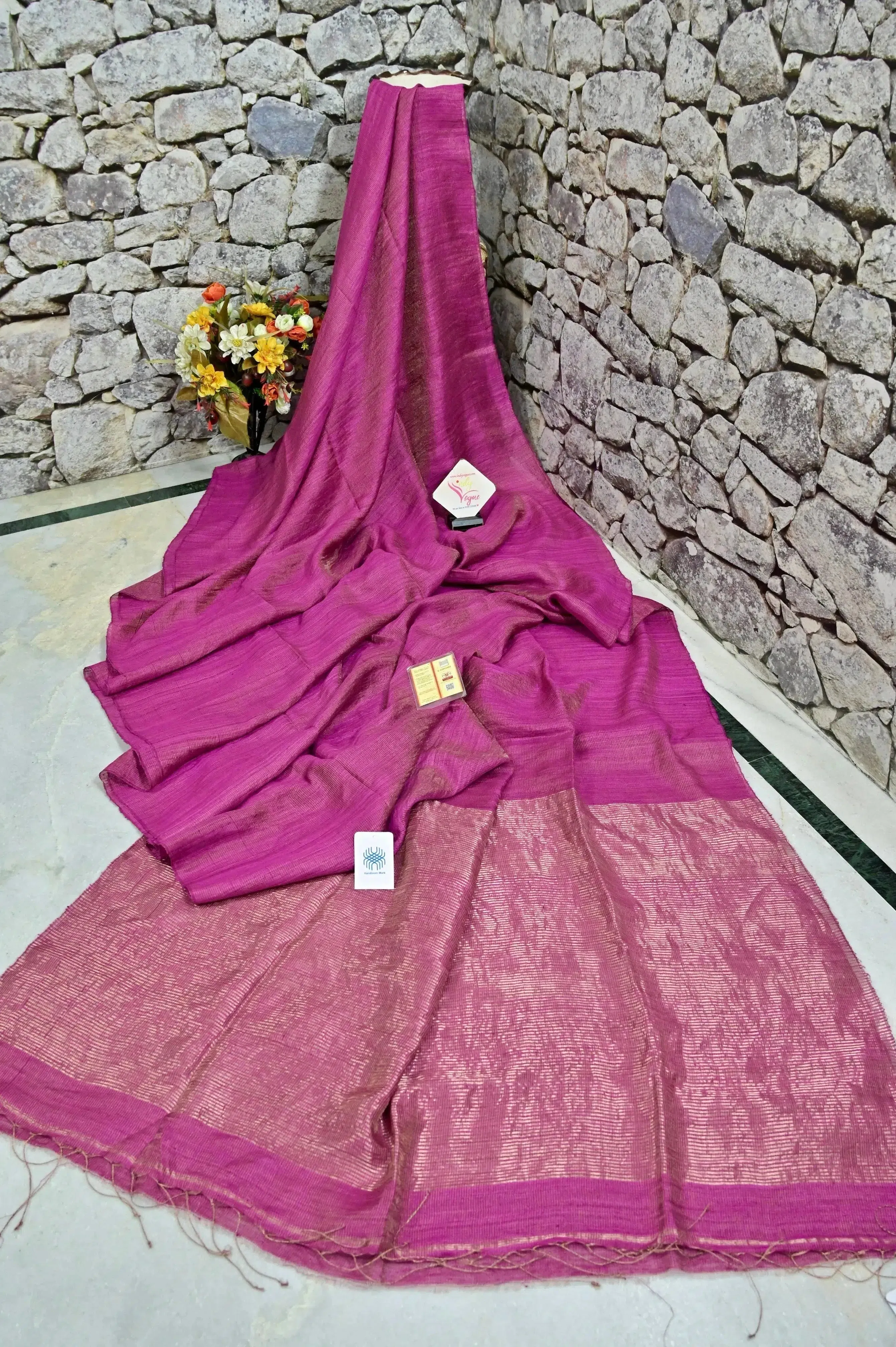 Magenta Color Metalic Matka  Silk Saree