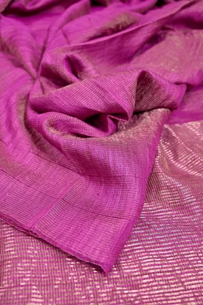 Magenta Color Metalic Matka  Silk Saree