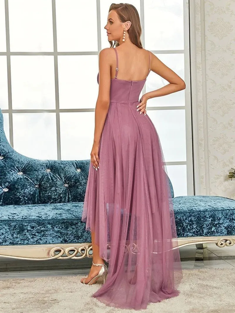 Modest High-Low Tulle Prom Dress for Women