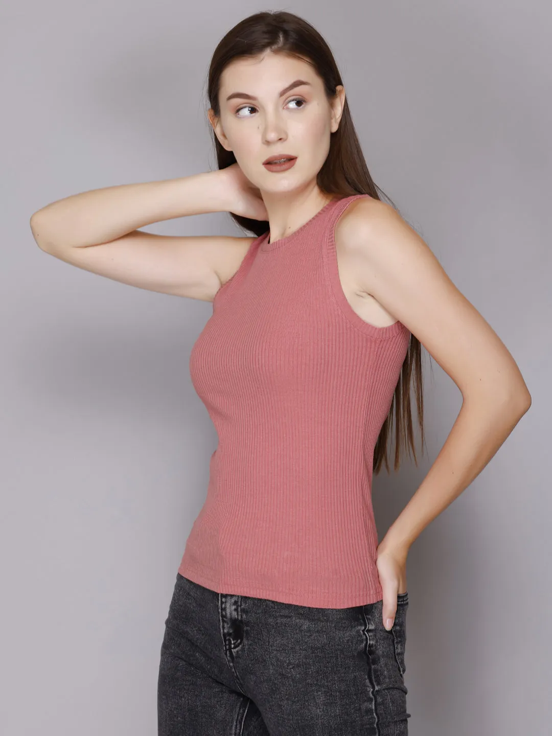 Modish Rib Tank Top-Women/Girls