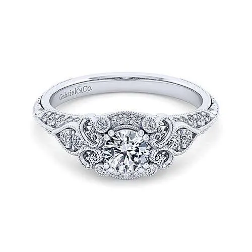 Mounting Only, Vintage White Gold Engagement Ring